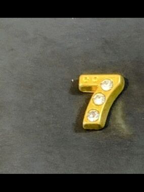 Gold-tone Number 7 Charm with Clear Stones For Floating Lockets